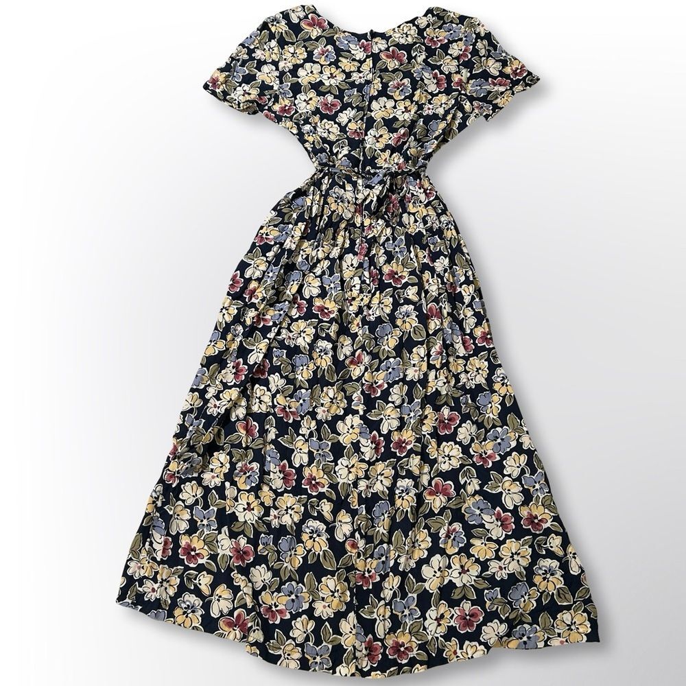 VTG 90s Blue Floral Cap Sleeve Button Front Maxi Dress, S Cottagecore Butter Mom - Picture 7 of 8